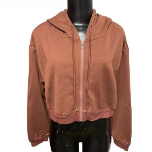 Venta al por mayor de alta calidad de encargo elegante de las mujeres recortada Zip-Up Sudadera con capucha con cuello alto único Ideal para la moda y trajes Casuales - Product Image 1