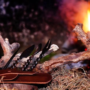 Juego único de cuchillos y cubiertos forjados, cuchillo Vikingo, juego Medieval, cuchillo de herrero, juego de cubiertos, forjado a mano medieval. - Product Image 4