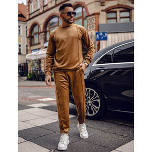 Survêtement pour homme en velours anti-rétrécissement d'automne, fermeture éclair, logo brodé, impression 3D en relief, techniques d'impression numérique, teinture unie - Product Image 2