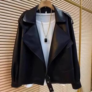 2024 Vintage café couleur haut de gamme peau de mouton cuir moto veste coupe ample respirant tricoté conception laine imperméable - Product Image 2