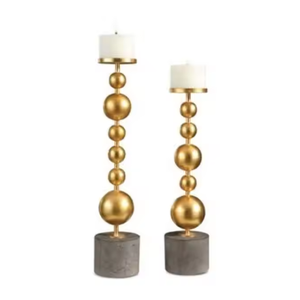 Support votif fait à la main couleur or centres de table de mariage finis et décorations de table bougeoir conique - Product Image 2