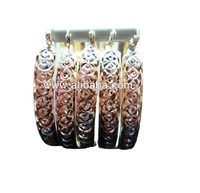 Boucles d'oreilles pendantes créoles classiques élégantes en alliage de laiton avec perles sculptées, plaquées or 3 tons, de haute qualité, pour enfants, très tendance