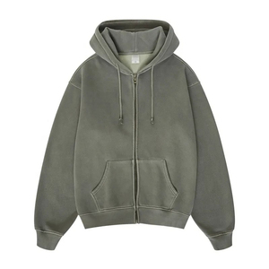 Sudadera con capucha Vintage de lavado ácido para hombre de gran tamaño de tendencia personalizada 100% algodón polar Casual manga larga sólido para invierno OEM - Product Image 5