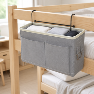<b>Hanging</b> Closet Organizer Cotton Linen <b>Storage</b> <b>Bag</b> Bedside Bunk Bed Pocket Holder - Product Image 3