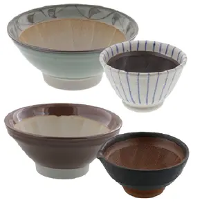 사용자 정의 대형 일본 그릇 타일 얇은 세트 유봉과 도자기 박격포
