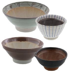 Jeu de carreaux de grand bol japonais personnalisés minces mortier en porcelaine de poterie écologique avec pilon - Product Image 1