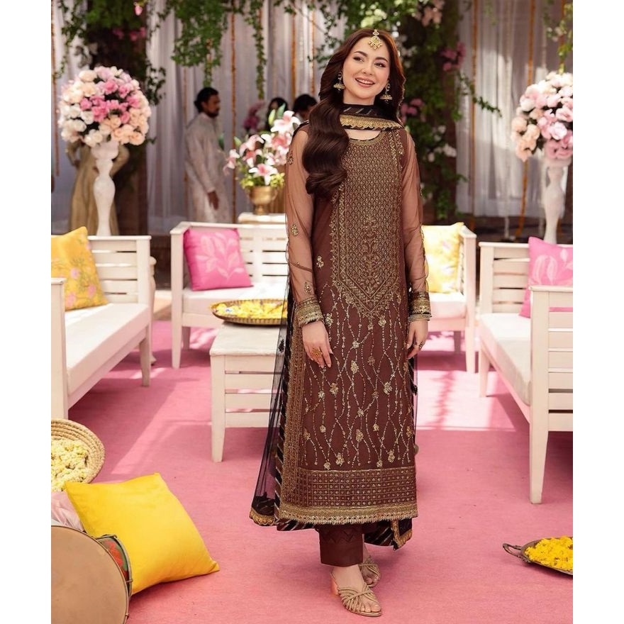 golden velvet dress pakistani Maroon Velvet Salwar Kameez Design Pakistani Dress for Party CUSTOM SIZE main image 0