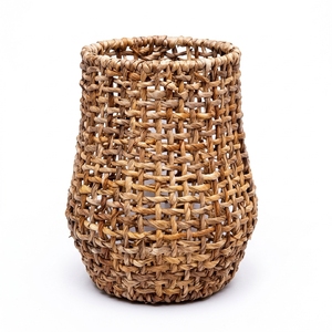 Panier de rangement en écorce de bananier naturelle, vase, cadre en fer, grille ouverte, maille, pour bouteilles, pots, plantes, décoration de table, design artistique pur pour la décoration intérieure - Product Image 1