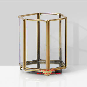 Luxury Hexagon Glass T-Light <b>Candle</b> <b>Holder</b> for Christmas High Quality Metal Glass T Light <b>Candle</b> <b>Holder</b> for Wedding Decorations - Product Image 2
