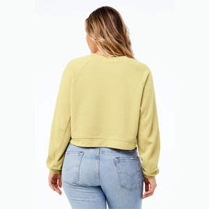 Cuello encuadernado 52% Airlume peinado y algodón hilado en anillo 48% Poly Fleece French Vanilla Womens Raglan Sleeve Pullover - Product Image 3