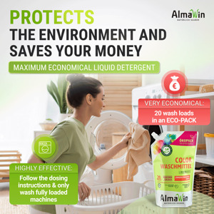 AlmaWin Custom 1 Color Liquid <b>Laundry</b> <b>Detergent</b> 1.5L Eco Pack 20 Loads Linden Blossom Scent Radiant Cleanliness Baby - Product Image 6