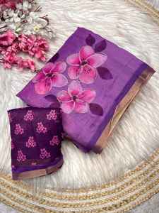 Diseño indio pakistaní Ropa étnica Saree Heavy Chandri Algodón Seda Impresión digital Saree Última Exclusiva Fiesta Desgaste Exportación - Product Image 2