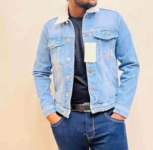 Chaqueta vaquera universitaria con logotipo personalizado para hombre, cuello levantado, forro polar reversible, servicio OEM de la mejor calidad - Product Image 2
