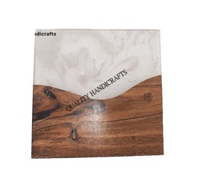 Sous-verre 10x10 cm en résine époxy de style vintage en bois de manguier de meilleure qualité avec logo personnalisé Fabricant de l'Inde par Qua - Product Image 2