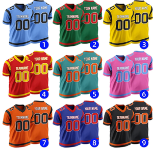Camisetas de fútbol americano transpirables de talla grande para todos los equipos, ropa deportiva de poliéster 100% para adultos, nombre del equipo - Product Image 2