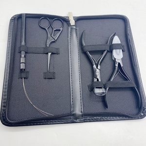 Titanium Black Hair Extension Tools Kit with Micro Beads Closer Plier Loop <b>Threader</b> Scissors Weaving <b>Needles</b> and Clips OEM - Product Image 1