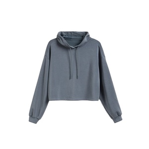 Custom Logo Womens Cropped Hoodie Pullover Sweatshirt Blank Hooded <b>Top</b> OEM ODM Manufacturer - Product Image 1