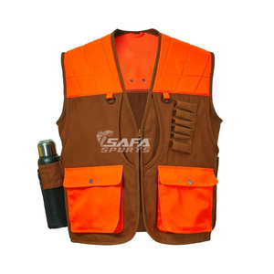 Veste de chasse aux oiseaux de champ de jeu de montagne marron/orange gilet de tir multi-poches pour une utilisation en extérieur - Product Image 6