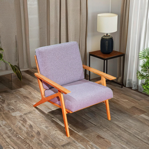 เก้าอี้พักผ่อนทำจากไม้ทันสมัยและทนทานกลางศตวรรษพร้อมเบาะรองนั่งสำหรับเฟอร์นิเจอร์บ้านห้องนั่งเล่นอพาร์ทเมนต์โรงแรมวิลล่า - Product Image 1