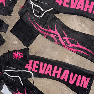 ผ้าปักหมุดปักลาย3D สไตล์วินเทจสีดำซีดกรดทรงหลวมสำหรับฤดูหนาว - Product Image 4