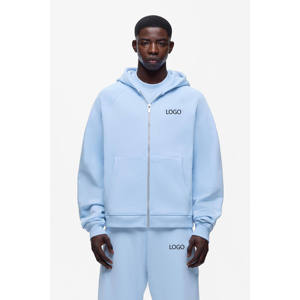 Mens Solid Light Blue Custom Logo <b>Full</b> <b>Zip</b> <b>Hoodie</b> and Matching Jogger Sweatpants Trackstar OEM Private Label - Product Image 5
