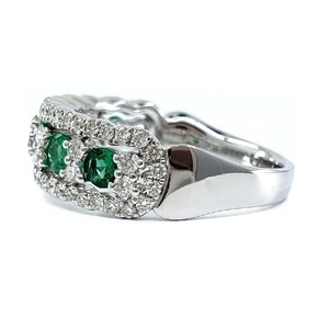 Bague de mariage demi-alliance en or blanc 18 carats de haute qualité, sertie de diamants émeraude, prix d'usine, classique, pour femmes - Product Image 2
