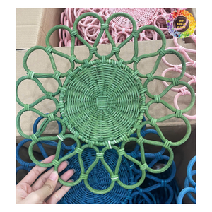 Mantel Individual de ratán de color natural, mantel de mesa redonda tejido a mano para mesa de comedor, manteles individuales de bambú de ratán, natural, bohemio, decoración de pared - Product Image 3