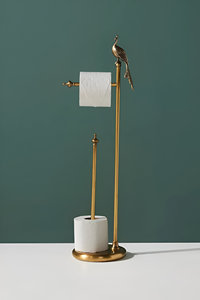 Porte-rouleau de papier toilette moderne en marbre et laiton, écologique, personnalisable, accessoires de salle de bain - Product Image 6