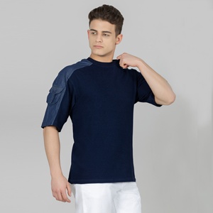 Hommes 100% coton Boxy surdimensionné chemise broderie goutte épaule col arrondi luxe été en plein air Fitness vêtements tricotés - Product Image 3