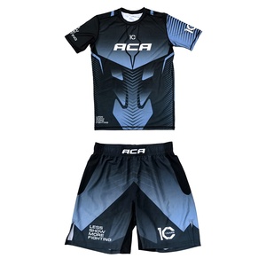 Conjunto de Ropa de Entrenamiento de MMA Personalizada por Sublimación, Rashguard de Manga Corta y Pantalones Cortos de Lucha para Entrenamiento de Jiu Jitsu y Artes Marciales - Product Image 1