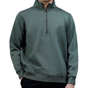 Casual Half Zip French Terry <b>Jumper</b> Wholesale Custom Logo Men's Streetwear Quarter Zip <b>Pullover</b> Cotton Fleece Sweatshirt - Product Image 1