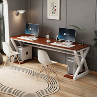 Bureau double Panneau lumineux en bois Bureau d'ordinateur moderne de luxe Bureau de bureau Chambre à coucher Table d'étude simple Table d'écriture Établi
