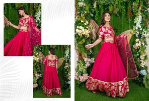 Readymade traditionnel ethnique indien pakistanais Lehenga & Dupatta ensemble Georgette avec broderie travail pleine couture tenue de fête - Product Image 2