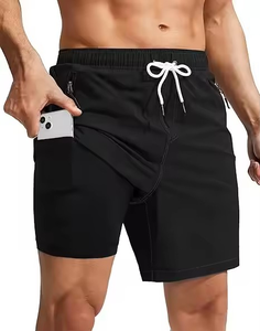 Logo personnalisable Short de bain décontracté pour homme Taille moyenne Short de bain à séchage rapide Maillot de bain imprimé OEM unisexe Short de plage teint en couleur unie - Product Image 2