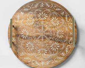 Plateaux de service en bois faits à la main avec poignées en métal, décoratifs, écologiques, pour fruits, noix, biscuits, gâteaux, présentoir moderne - Product Image 5