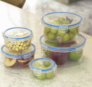 5-Piece 54oz <b>Plastic</b> Round Food Storage Containers with Airtight Lids Freshness Preservation Meal Prep Soup <b>Lunch</b> <b>Boxes</b> 54oz Set - Product Image 5