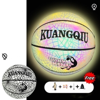 Ballon de basketball LED lumineux personnalisé phosphorescent en caoutchouc, haute luminosité, double éclairage, avec revêtement en PU – Idéal pour les cadeaux