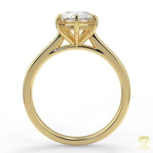 Anillo de compromiso de corte de pera cultivado en laboratorio chapado en oro 14K y rodio certificado IGI personalizado elegante para ocasiones de boda y fiesta de mujer - Product Image 6