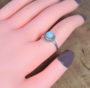 Anillo de Plata de Ley 925 con Piedra Preciosa Larimar, Joyería Hecha a Mano, Estilo Bohemio, para Mujer, Regalo para Chicas - Product Image 2