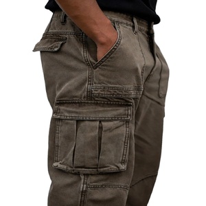 Pantalones Cargo de Lona de Algodón para Hombre, Corte Recto, Cintura Media, Antiarrugas, Transpirables, con Múltiples Bolsillos, Proveedor OEM de Ropa Urbana - Product Image 1