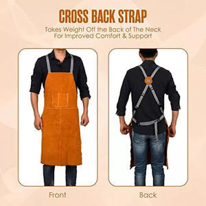 <b>Leather</b> Welding <b>Apron</b> Fire Resistant Welder Smock Premium Quality Heavy Duty Flame Retardant Construction Bbq <b>Apron</b> - Product Image 4
