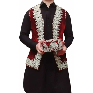Salwar Kameez pour homme, taille plus, en coton uni, à manches longues, brodé à la main, style tribal traditionnel ethnique afghan Kuchi, décontracté - Product Image 5
