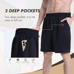 Pantalones cortos atléticos para hombre-Gimnasio Baloncesto Correr Entrenamiento Pantalones cortos negros de secado rápido con bolsillos para un rendimiento informal - Product Image 2