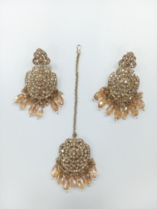 Ensemble de collier vintage Kundan, bijoux indiens, tendance, ensemble de mariage perlé avec boucles d'oreilles à motif de cloche en perles, vente en gros, mode - Product Image 3