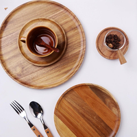 Assiette rectangulaire moderne en bois d'acacia écologique, polie et durable, pour repas occidentaux, petit-déjeuner, pizza, steak, plateau élégant pour la maison