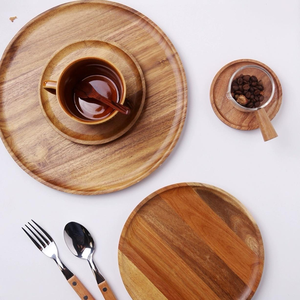 Plato Redondo de Madera de Acacia Moderna, Pulido, Duradero, para Comida Occidental, Desayuno, Pizza, Filete, Bandeja de Madera para el Hogar, Diseño Elegante - Product Image 2