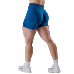 Shorts Deportivos de Cintura Media sin Costuras para Mujer, Color Azul Palacio, Elásticos, de Compresión, para Entrenamiento, Fitness, a Prueba de Sentadillas - Product Image 5