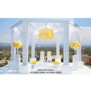 Mandap de boda al aire libre de estilo marroquí, el último Mandap de Metal blanco para boda india, hermosa Configuración de Mandap de boda de Metal - Product Image 1
