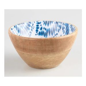 Tazón redondo de madera de mango de estilo moderno con juego de vajilla con impresión de esmalte para uso doméstico para ensaladas y platos - Product Image 4