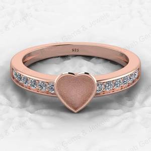 แหวนเงินแท้ 925 คุณภาพสูงสุด ขนาด 6 มม. แบบฝังเพชรทรงกลม ดีไซน์รูปหัวใจ สำหรับใส่เถ้ากระดูก ทำจากเรซิ่น ใช้เป็นเครื่องประดับเก็บรักษาความทรงจำ - Product Image 2